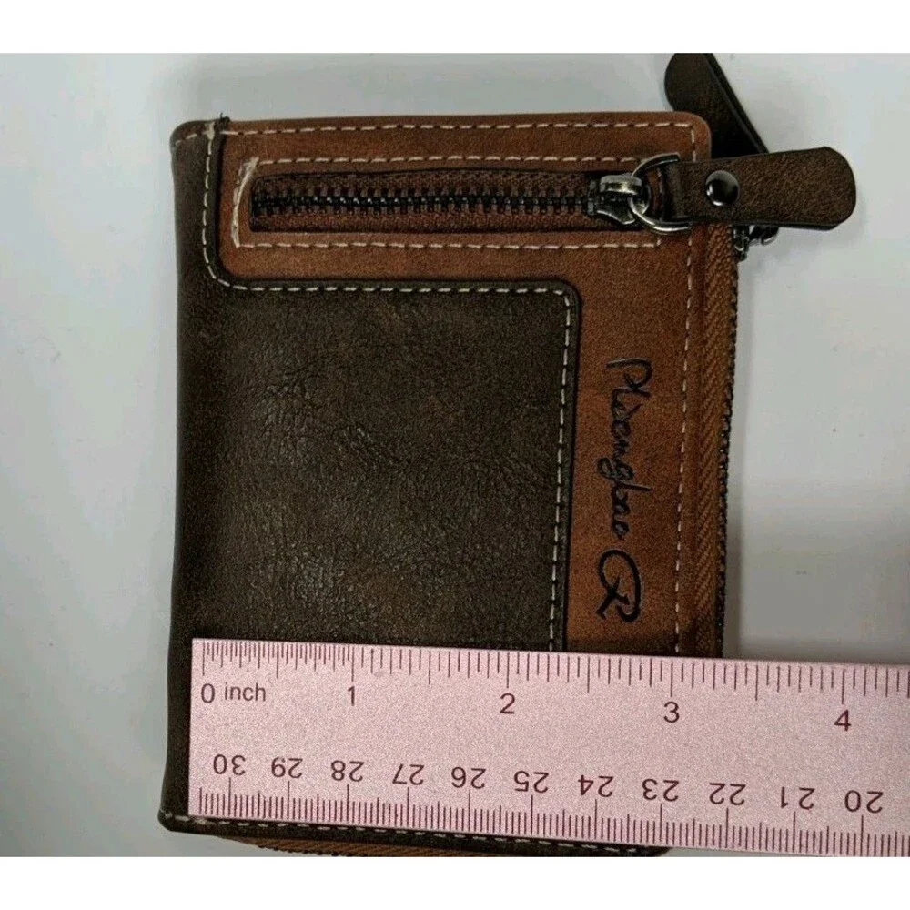 Pidengao Retro Leather Wallet w/ Multi-functional Storage Zipper-up Wallet
